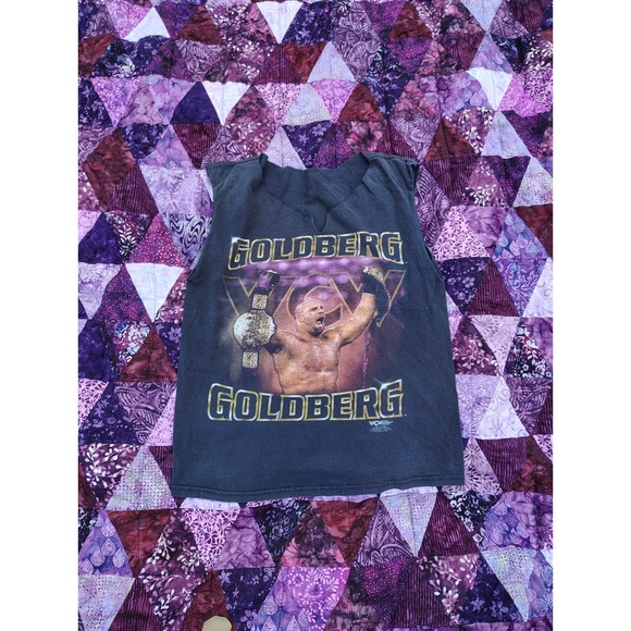 Vintage 90s WWE WCW Goldberg T-Shirt Size M Black Wrestling 1996 Tank Top Cut - Picture 1 of 7